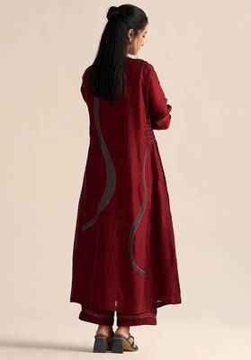 Syrah red silk co-ord set 5