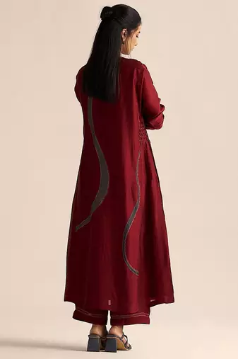 Syrah red silk co-ord set
