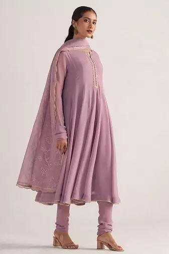Dusky orchid georgette anarkali kurta set