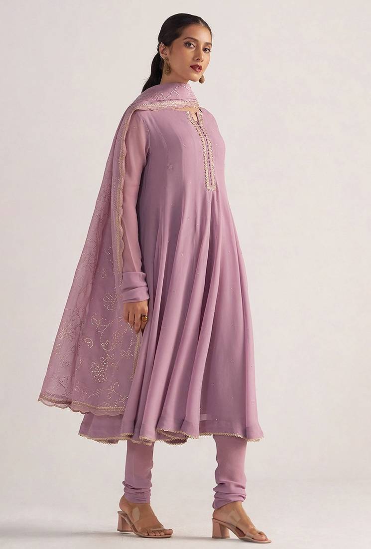 Dusky orchid georgette anarkali kurta set
