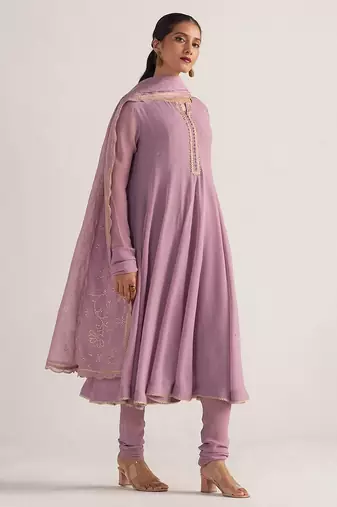 Dusky orchid georgette anarkali kurta set