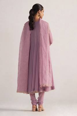 Dusky orchid georgette anarkali kurta set 3