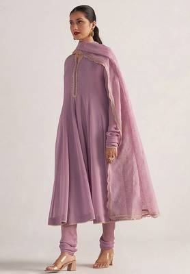 Dusky orchid georgette anarkali kurta set 4