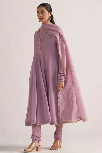 Dusky orchid georgette anarkali kurta set