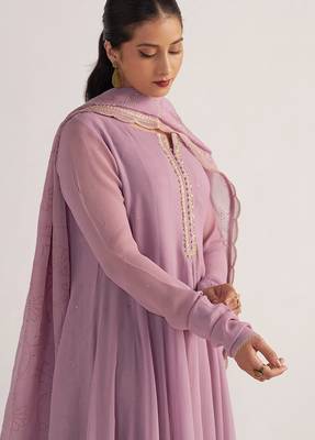 Dusky orchid georgette anarkali kurta set 5