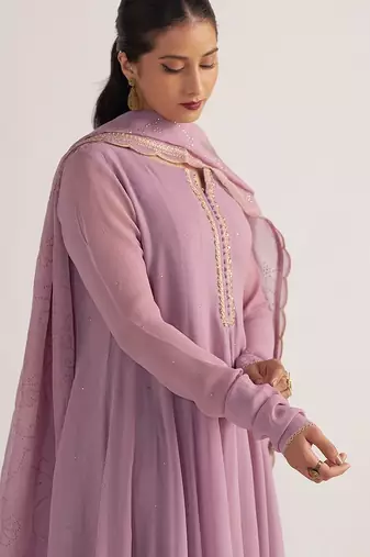 Dusky orchid georgette anarkali kurta set