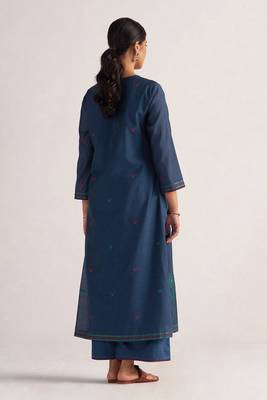 Legion blue woven chanderi kurta set 2