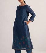 Legion blue woven chanderi kurta set