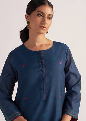 Legion blue woven chanderi kurta set 3