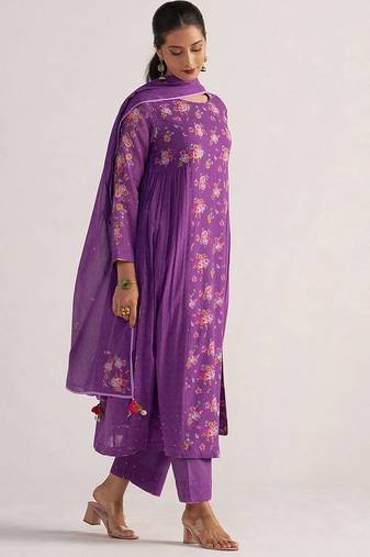 Purple magic mul-mul kurta set
