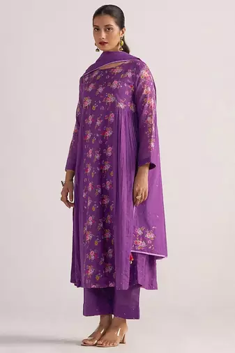 Purple magic mul-mul kurta set