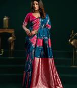 teal soft art silk saree with fancy pumpum border
