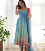 Sky blue -pink color georgette colorfull pedding anarkali set