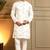 Royal silk white embroidered sequin kurta with cotton pyjama