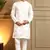 Royal silk white embroidered sequin kurta with cotton pyjama