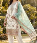 White pakistani style royal salwar kameez wear – embroidered fox georgette set