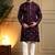Royal silk wine embroidered sequin kurta with cotton pyjama