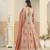 Peach georgette gown with santool bottom & dupatta