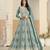 Sea green georgette gown with santool bottom & dupatta