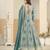 Sea green georgette gown with santool bottom & dupatta