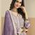 Purple georgette gown with santool bottom & dupatta