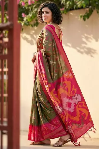 mehendi premium pochampalli art silk blend saree for festive 