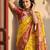 Yellow premium pochampalli silk saree for festive