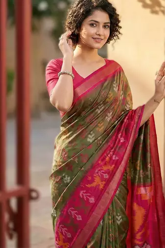 mehendi premium pochampalli art silk blend saree for festive 