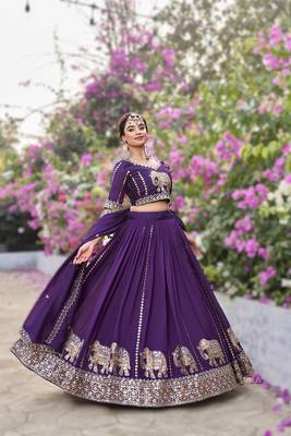 purple vichitra lehenga choli with heavy embroidery 2