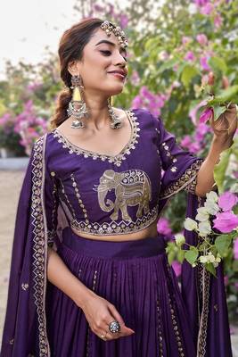 purple vichitra lehenga choli with heavy embroidery 3