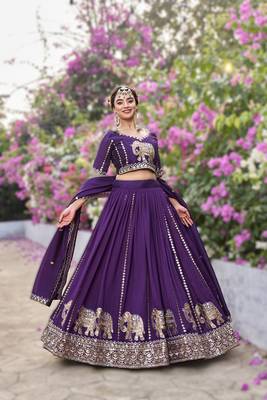 purple vichitra lehenga choli with heavy embroidery 4