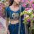 teal blue vichitra lehenga choli with heavy embroidery