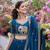 teal blue vichitra lehenga choli with heavy embroidery