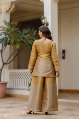 Banarasi viscose co-ord set with heavy beads embroidery 2