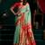sea green premium tissue paithani saree with lotus zari border & pum pum