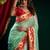 sea green premium tissue paithani saree with lotus zari border & pum pum