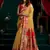 yellow premium tissue paithani saree with lotus zari border & pum pum