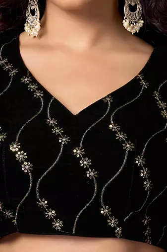 olive net saree with sequins embroidery