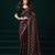 Maroon floral net embroidered party wear saree with velvet blouse piece