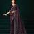 Purple traditional net sequins work saree with unstitched velvet blouse