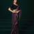 Purple traditional net sequins work saree with unstitched velvet blouse
