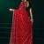 Red embroidered net festival party wear saree with velvet blouse piece