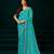 Turquoise net designer saree with sequins embroidery and velvet unstitched blouse