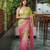 green party wear saree with original gold beads work