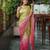 green party wear saree with original gold beads work