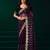 Burgundy floral embroidered net party wear designer saree with velvet blouse piece