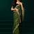 Green net sequins work traditional designer saree with unstitched velvet blouse