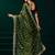 Green net sequins work traditional designer saree with unstitched velvet blouse