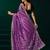 Lavender embroidered net wedding party saree with velvet designer blouse piece