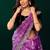 Lavender embroidered net wedding party saree with velvet designer blouse piece